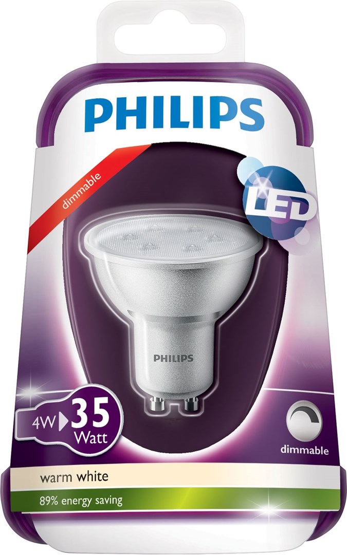 Philips Led 35W GU10 Spot Light Dimmab - 4 W Dimbar LED-spotlight Med ...