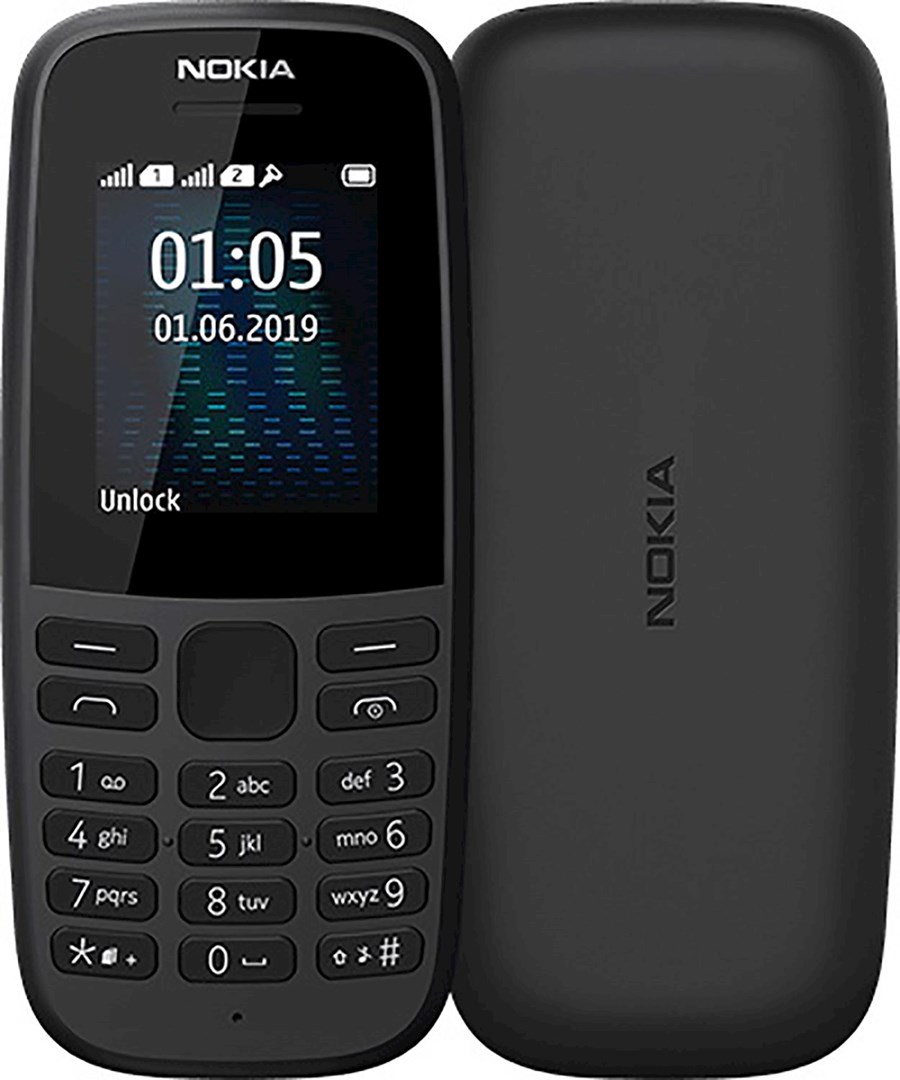 Nokia 105 DS 2019 Black - Robust mobil med lÃ¥ng batteritid